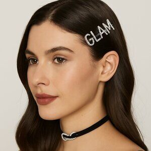 GLAM Rhinestone Crystal Words Hair Clip Barrette